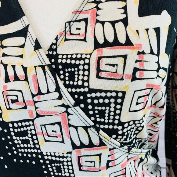 BCBGMAXAZRIA patterned cross front ruched dress - Picture 5 of 12